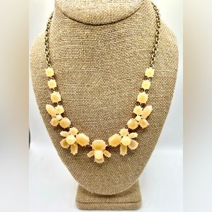 J. Crew Light Peach Faceted Stone and Gold Tone Chain Statement Necklace NWT